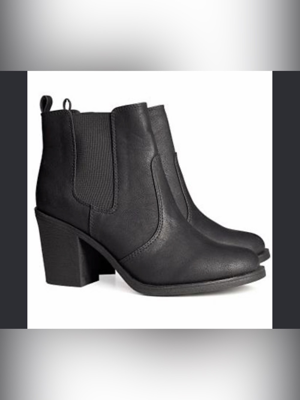 Clarks Bendables Black Leather Chelsea Booties with Block Heel